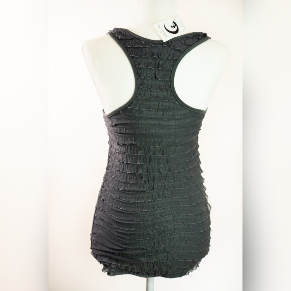 Grey Ruffled Razor Back Tank - Picture 3 of 5